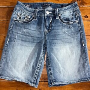 Vigoss Chelsea Bermuda Shorts Womens 5/6 (Fits 28x10) Blue Denim Distressed